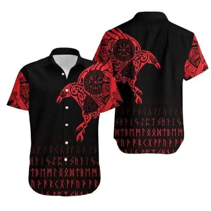 Amazing Viking Red And Aloha Hawaiian Shirt Colorful Short Sleeve Summer Beach Casual Shirt For Men And Women