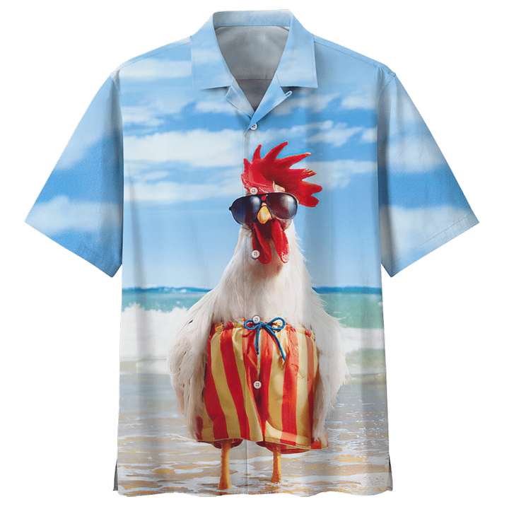 Beach Chicken Aloha Hawaiian Shirt Colorful Short Sleeve Summer Beach Casual Shirt For Men And Women