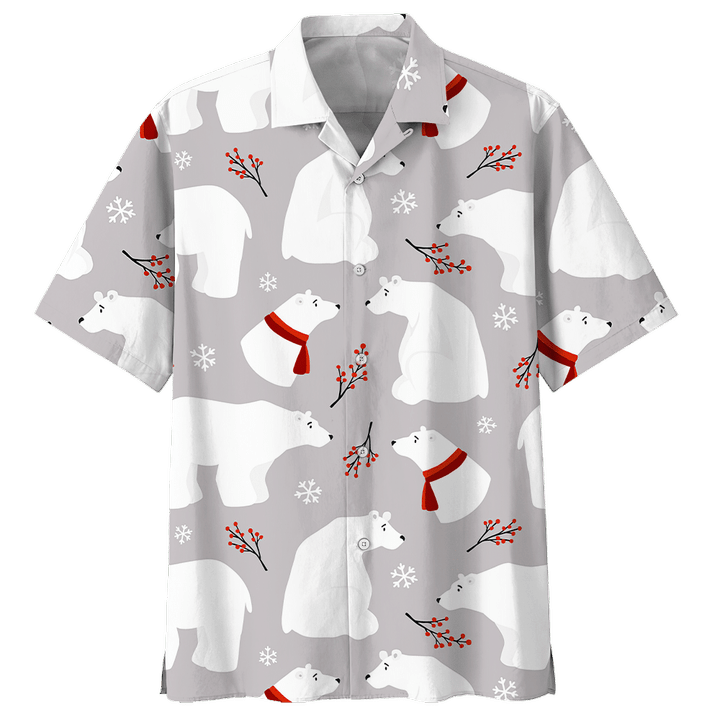 Bear Snow Aloha Hawaiian Shirt Colorful Short Sleeve Summer Beach Casual Shirt For Men And Women