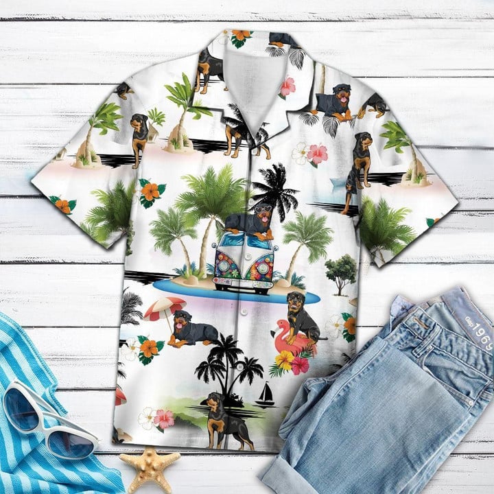 Rottweiler Vacation Aloha Hawaiian Shirt Colorful Short Sleeve Summer Beach Casual Shirt For Men And Women