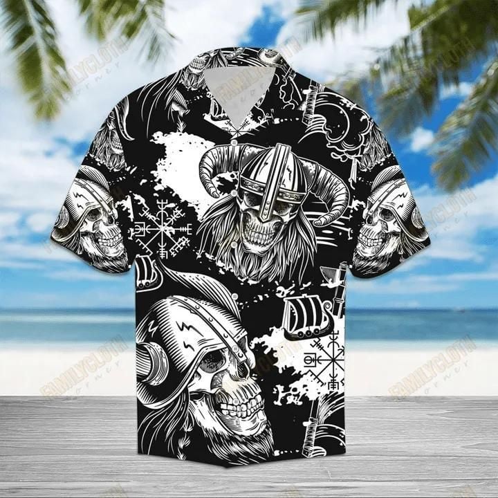Skull Pattern Black And Aloha Hawaiian Shirt Colorful Short Sleeve Summer Beach Casual Shirt For Men And Women