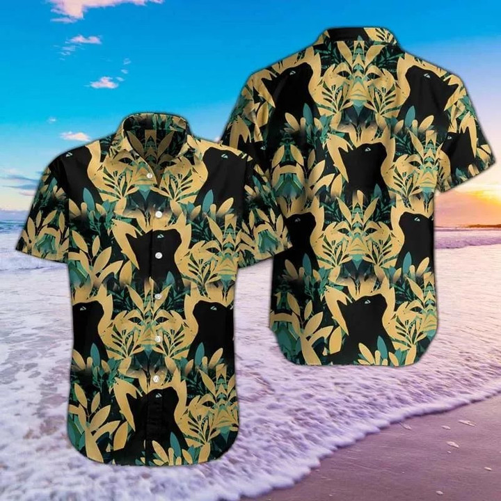 Black Cat Flowers Aloha Hawaiian Shirt Colorful Short Sleeve Summer Beach Casual Shirt For Men And Women