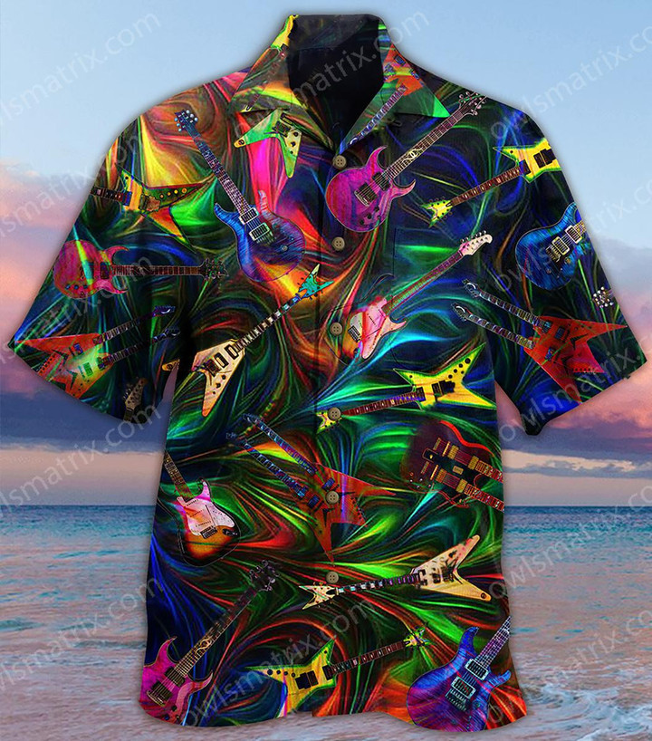 Music Electric Guitar Amazing Aloha Hawaiian Shirt Colorful Short Sleeve Summer Beach Casual Shirt For Men And Women