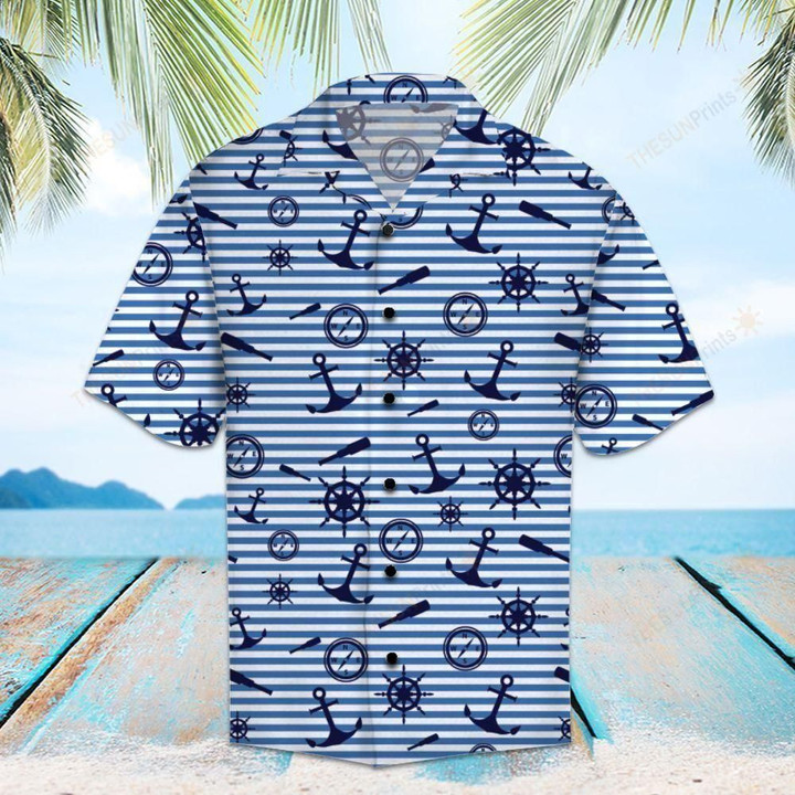 Anchor Aloha Hawaiian Shirt Colorful Short Sleeve Summer Beach Casual Shirt For Men And Women
