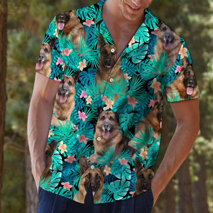 German Shepherd Tropical Aloha Hawaiian Shirt Colorful Short Sleeve Summer Beach Casual Shirt For Men And Women