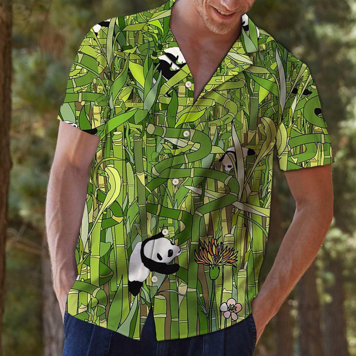 Bamboo Panda Aloha Hawaiian Shirt Colorful Short Sleeve Summer Beach Casual Shirt For Men And Women