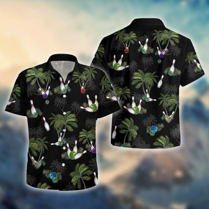 Black Bowling Coconut Aloha Hawaiian Shirt Colorful Short Sleeve Summer Beach Casual Shirt For Men And Women