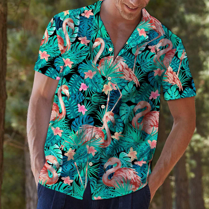 Flamingo Tropical Aloha Hawaiian Shirt Colorful Short Sleeve Summer Beach Casual Shirt For Men And Women