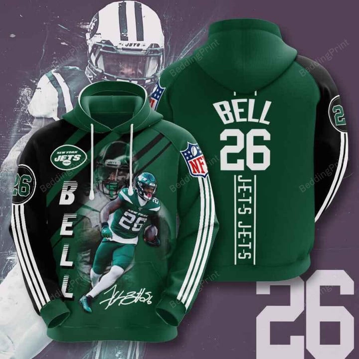Sports American Football Nfl New York Jets Leveon Bell 3D All Over Print Hoodie, Zip-up Hoodie