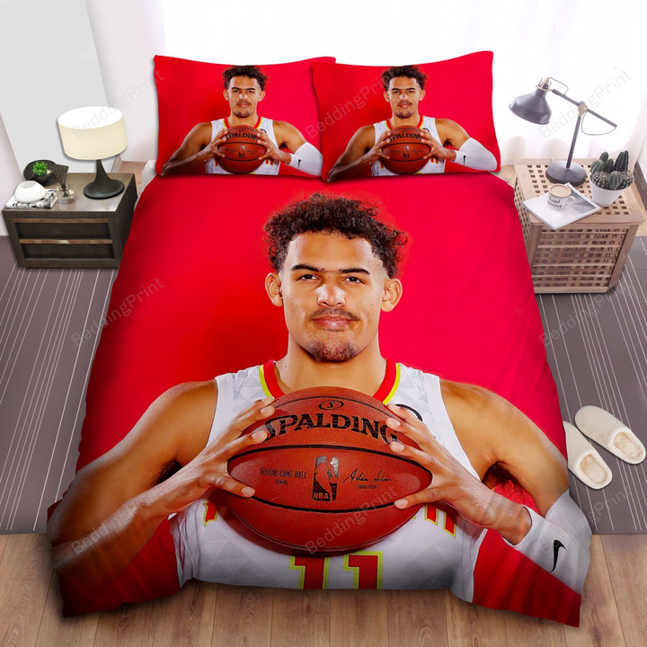Atlanta Hawks Trae Young Basketball Photo Shoot Bed Sheet Spread Comforter Duvet Cover Bedding Sets