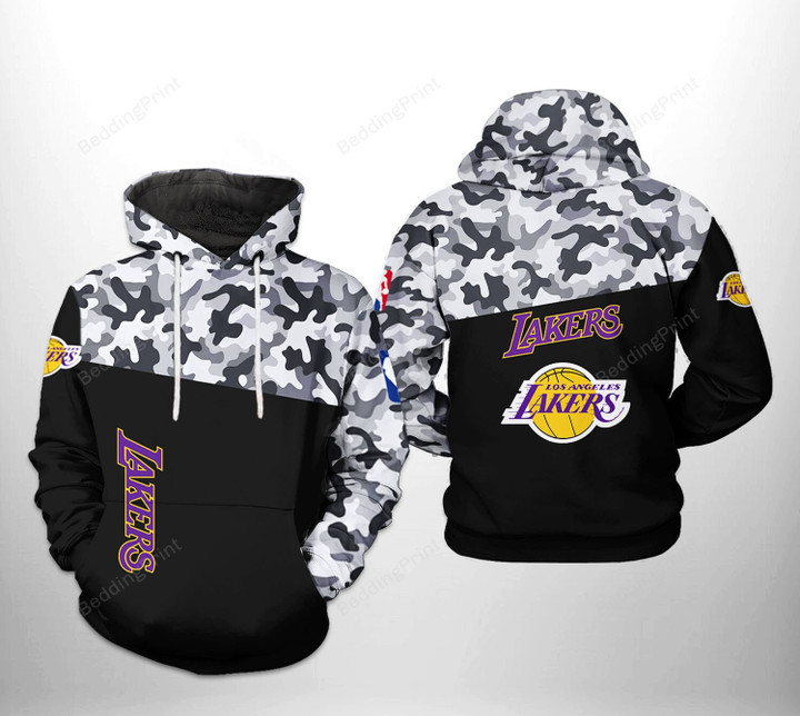Los Angeles Lakers NBA Camo Veteran Team 3D All Over Print Hoodie, Zip-up Hoodie