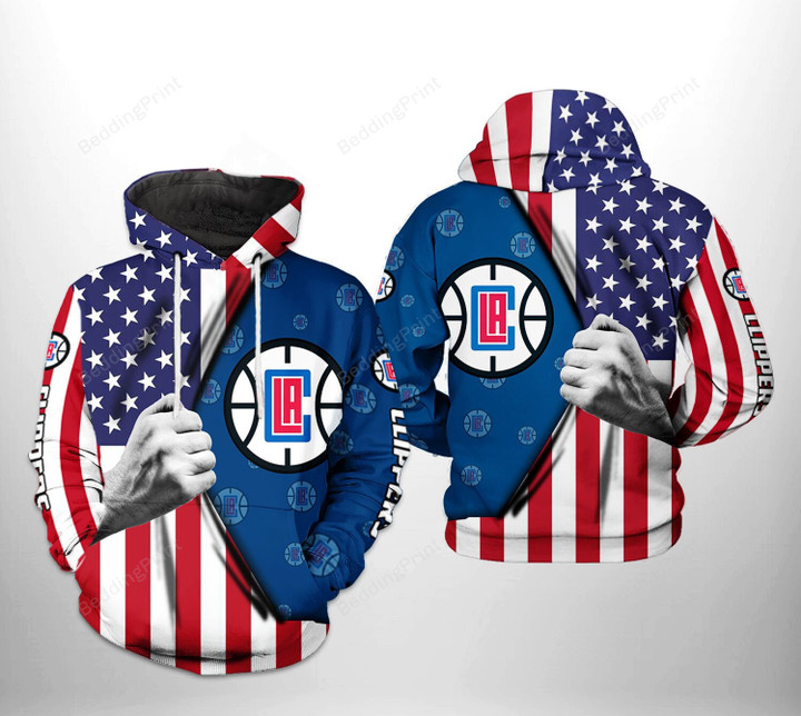 LA Clippers NBA US Flag Team 3D All Over Print Hoodie, Zip-up Hoodie
