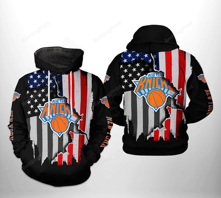 New York Knicks NBA US Flag Team 3D All Over Print Hoodie, Zip-up Hoodie