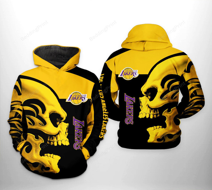 Los Angeles Lakers NBA Skull Team 3D All Over Print Hoodie, Zip-up Hoodie