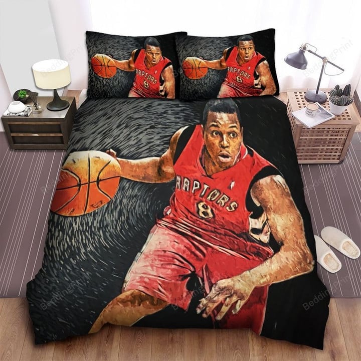 Toronto Raptors Kyle Lowry Dribbling Painting Bed Sheet Spread Comforter Duvet Cover Bedding Sets