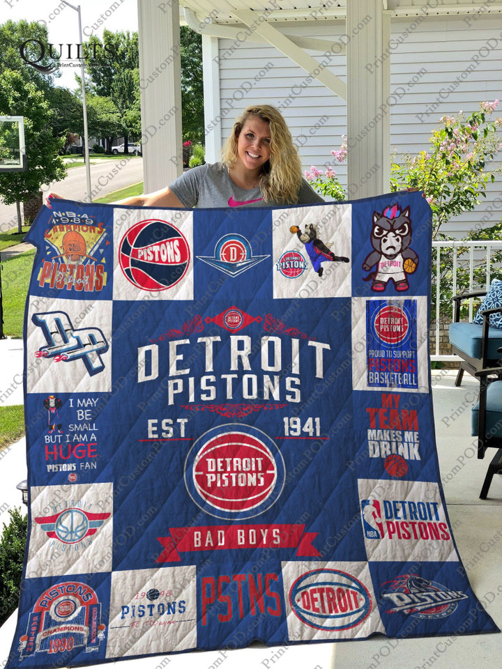 Detroit Pistons Quilt Blanket Ver 17