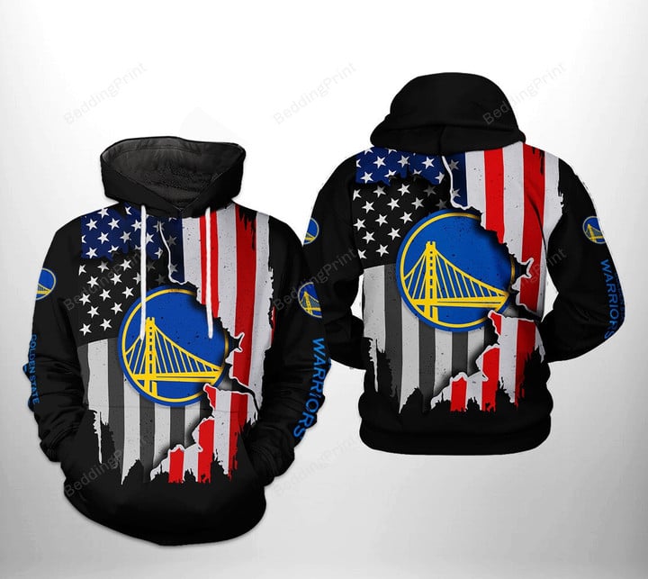 Golden State Warriors NBA US Flag Team 3D All Over Print Hoodie, Zip-up Hoodie