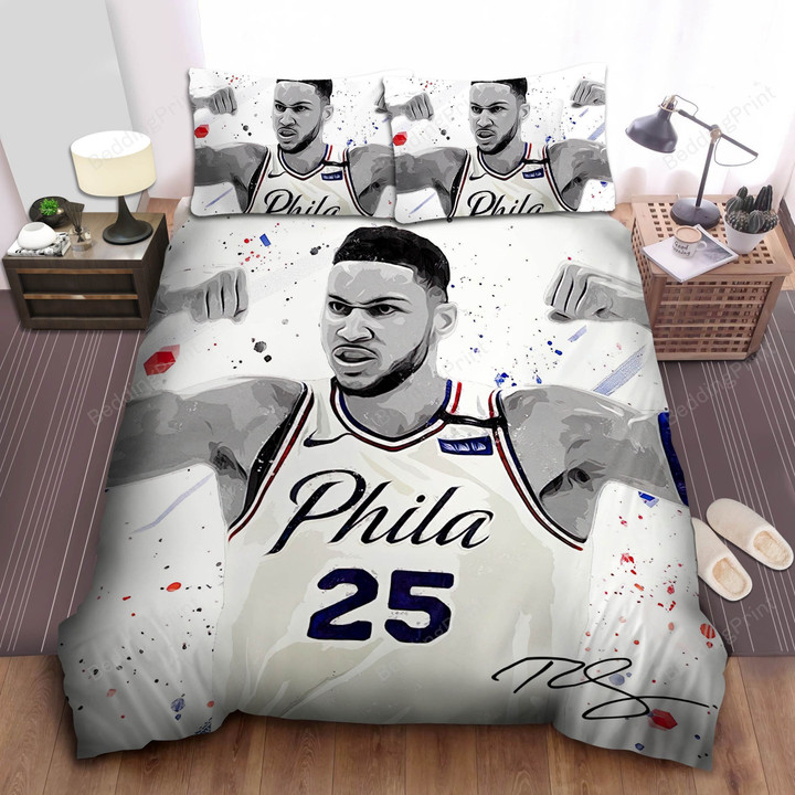 Philadelphia 76ers Ben Simmons Stay Strong Bed Sheet Spread Comforter Duvet Cover Bedding Sets