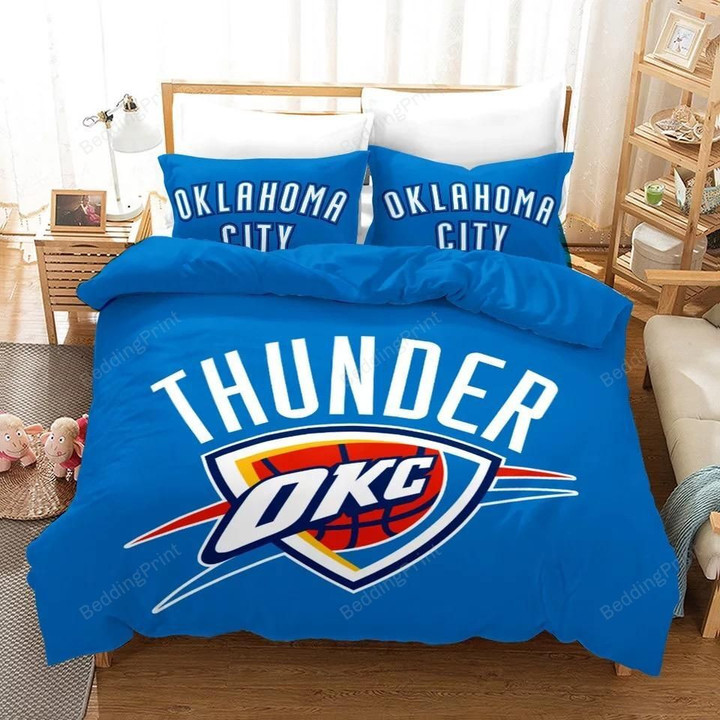 Nba Oklahoma City Thunder Logo Basketball Bedding Set (Duvet Cover & Pillow Cases)