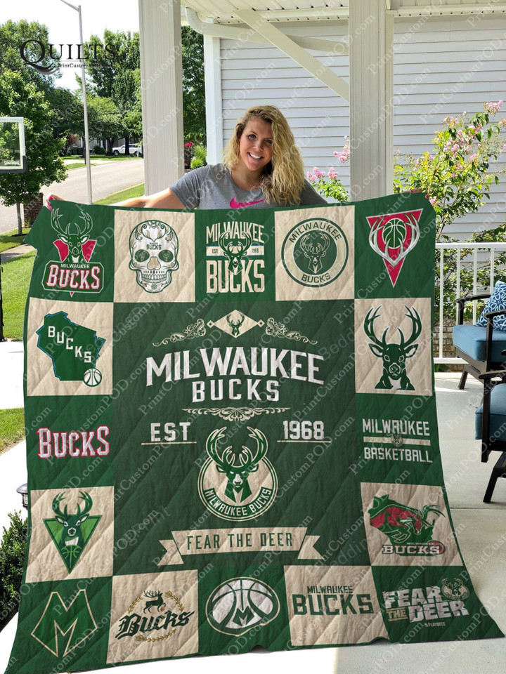 Milwaukee Bucks Quilt Blanket 01