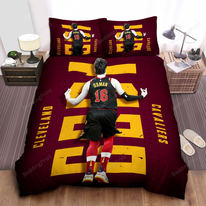 Cleveland Cavaliers Cedi Osman Celebrating 3 Points Bed Sheet Spread Comforter Duvet Cover Bedding Sets