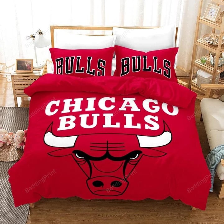 Nba Chicago Bulls Logo Basketball Duvet Cover Bedding Set