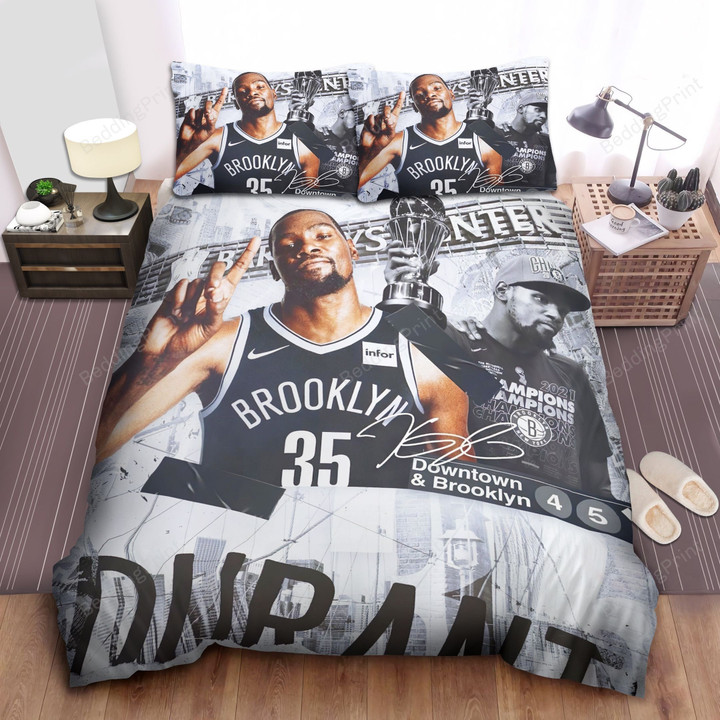 Brooklyn Nets Kevin Durant Champion Photograph Bed Sheet Spread Comforter Duvet Cover Bedding Sets
