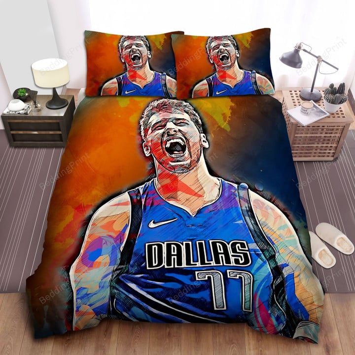 Dallas Mavericks Luka Doncic Art Bed Sheet Spread Comforter Duvet Cover Bedding Sets