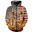 American Flag Deer Hunting Zip Hoodie Crewneck Sweatshirt T-Shirt 3D All Over Print For Men And Women