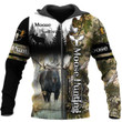 Moose Hunting Zip Hoodie Crewneck Sweatshirt T-Shirt 3D All Over Print For Men And Women