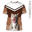 Pitbull Zip Hoodie Crewneck Sweatshirt T-Shirt 3D All Over Print For Men And Women
