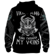 Vikings Blood Runs Through My Veins Zip Hoodie Crewneck Sweatshirt T-Shirt 3D All Over Print For Men And Women