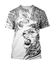 Tattoo Lion Zip Hoodie Crewneck Sweatshirt T-Shirt 3D All Over Print For Men And Women