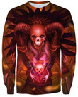 Red Skull Zip Hoodie Crewneck Sweatshirt T-Shirt 3D All Over Print For Men And Women