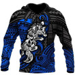 Polynesian Wolf Tattoo Blue Cool Zip Hoodie Crewneck Sweatshirt T-Shirt 3D All Over Print For Men And Women