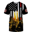 Firefighter US Flag Zip Hoodie Crewneck Sweatshirt T-Shirt 3D All Over Print For Men And Women
