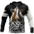 Cow Black White Zip Hoodie Crewneck Sweatshirt T-Shirt 3D All Over Print For Men And Women