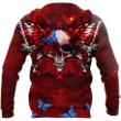 Butterfly Love Skull Red Zip Hoodie Crewneck Sweatshirt T-Shirt 3D All Over Print For Men And Women