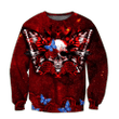 Butterfly Love Skull Red Zip Hoodie Crewneck Sweatshirt T-Shirt 3D All Over Print For Men And Women