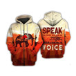 Speak For Those Elephant Zip Hoodie Crewneck Sweatshirt T-Shirt 3D All Over Print For Men And Women