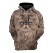 Persians Cat Face Cute Zip Hoodie Crewneck Sweatshirt T-Shirt 3D All Over Print For Men And Women