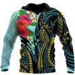 Polynesian Turquoise And Hisbiscus Zip Hoodie Crewneck Sweatshirt T-Shirt 3D All Over Print For Men And Women