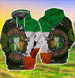 Irish Flag Shamrock St Patrick Day Zip Hoodie Crewneck Sweatshirt T-Shirt 3D All Over Print For Men And Women