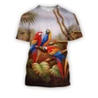 Parrots Zip Hoodie Crewneck Sweatshirt T-Shirt 3D All Over Print For Men And Women