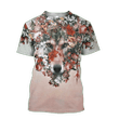 Wolf Floral Zip Hoodie Crewneck Sweatshirt T-Shirt 3D All Over Print For Men And Women