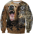 Bear Hunting Zip Hoodie Crewneck Sweatshirt T-Shirt 3D All Over Print For Men And Women