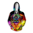 Skull Hippie Zip Hoodie Crewneck Sweatshirt T-Shirt 3D All Over Print For Men And Women