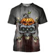 Halloween Skull Zip Hoodie Crewneck Sweatshirt T-Shirt 3D All Over Print For Men And Women