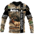 Elk Hunting Camouflage Zip Hoodie Crewneck Sweatshirt T-Shirt 3D All Over Print For Men And Women