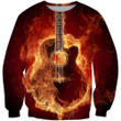 Red Guitar Zip Hoodie Crewneck Sweatshirt T-Shirt 3D All Over Print For Men And Women